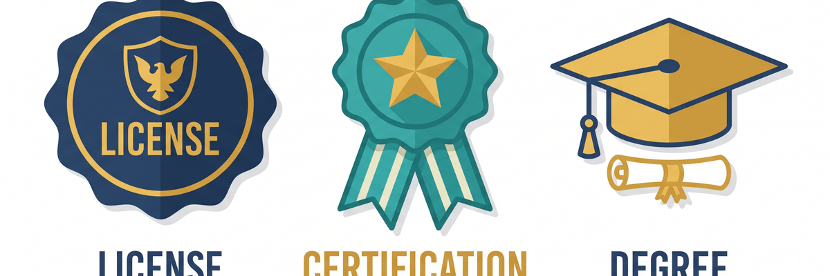 Credentials License, Certification, Degree
