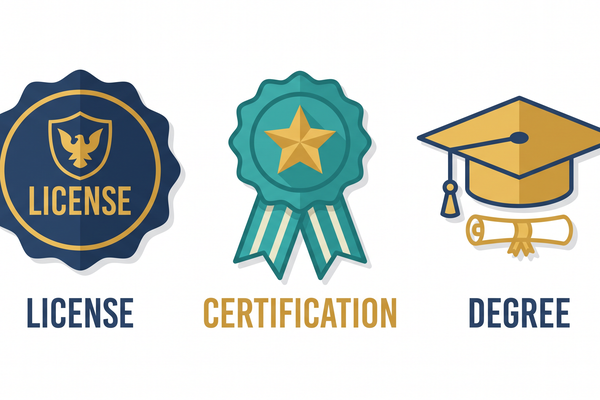 Credentials License, Certification, Degree